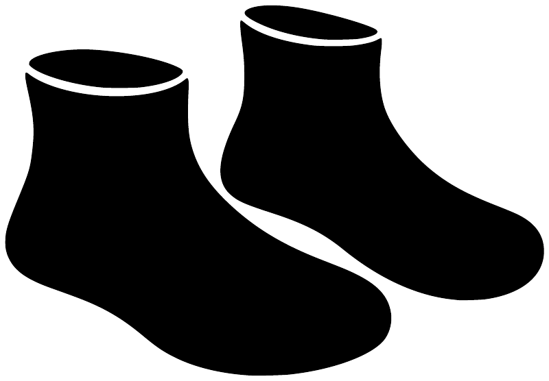 Vinyl water boot decal pair of two black boot silhouettes on white background.