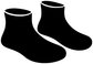 Vinyl water boot decal pair of two black boot silhouettes on white background.