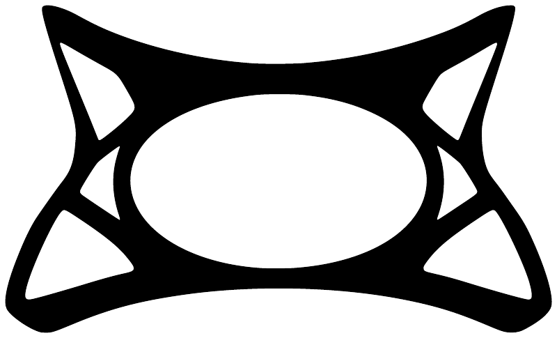 Windsurfing harness vinyl decal, black fishbone icon with oval center