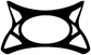 Windsurfing harness vinyl decal, black fishbone icon with oval center