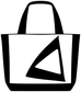 Black and white tote bag vinyl decal with triangular logo