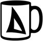 Black-outlined mug vinyl decal with a black sail icon on a white mug face