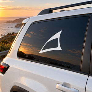 Windsurfing sail vinyl decal with white triangular sail on dark background
