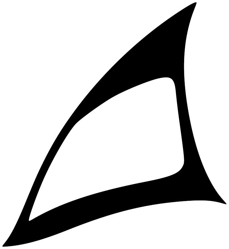 Windsurfing sail vinyl decal icon in black with white outline