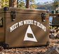 Vinyl decal with arched text "MEET ME WHERE IT BLOWS" and black triangle logo