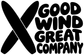 Vinyl decal graphic: black X with “GOOD WIND GREAT COMPANY” lettering on white