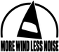 Windsurfing vinyl decal logo with sail icon and bold “MORE WIND LESS NOISE”