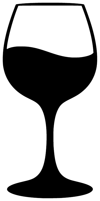 Black wine glass silhouette vinyl decal, bold outline