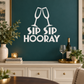 Sip Sip Hooray wine glasses vinyl decal with bold raised lettering