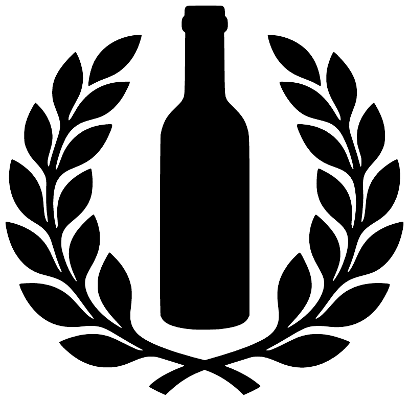 Wine bottle and laurel vinyl decal, black bottle silhouette with leaf wreath