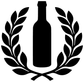Wine bottle and laurel vinyl decal, black bottle silhouette with leaf wreath