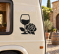 Black wine glass and rose vinyl decal with leaves