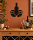Wine bottle in hands vinyl wall decal, black silhouette design.