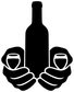 Black wine bottle and two hands vinyl decal silhouette.