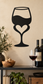 Wine glass vinyl decal with black open-heart shape in the stem
