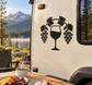 Wine glass and grape arch vinyl decal, black wineglass and grape silhouette