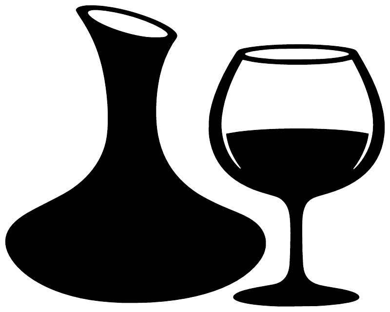 Wine decanter and wine glass vinyl decal, black decanter and goblet silhouette
