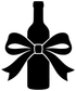 Black wine bottle and bow vinyl decal graphic, bold silhouette with ribbon