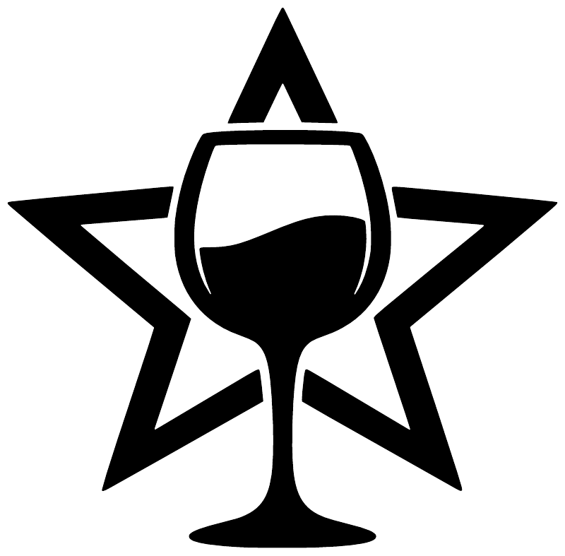 Wine glass with open star vinyl decal, bold black silhouette