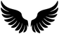Black angel wing vinyl decal pair close-up, symmetrical feather design