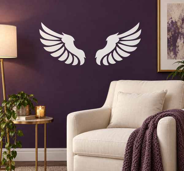 Eagle wing vinyl decal pair with white spread-wing design
