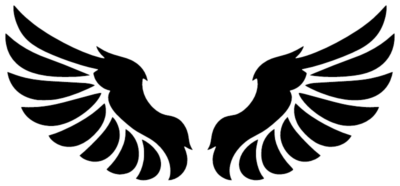 Eagle wing vinyl decal pair with black detailed feathered wings