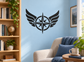 Wing and compass vinyl wall decal with black compass rose and spread wings