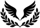 Close-up black vinyl decal wings and open laurel branches forming a heart shape