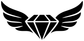 Black winged diamond vinyl decal logo with outlined gemstone