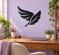 Black wing-and-feather vinyl wall decal, stylized feather wings