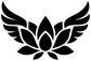 Wing and lotus vinyl decal closeup, black and white wings with lotus flower