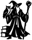 Black wizard, owl, and book icon vinyl decal silhouette