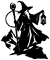 Black wizard robe lantern holder vinyl decal silhouette