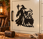 Wizard with flaming cauldron black vinyl decal silhouette