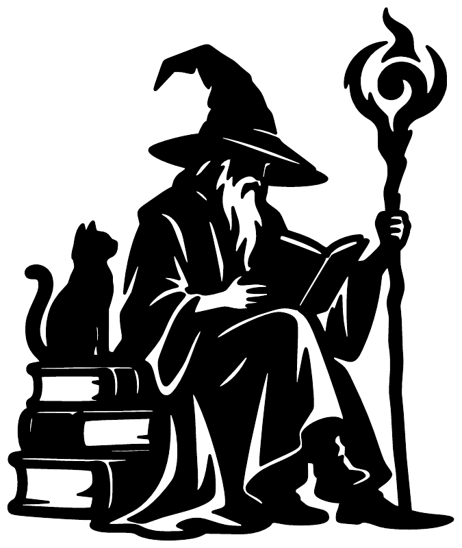 WizardCX014 — Book Stack Apprentice ; preview rendered from the saved vector PDF