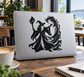 Black tide wizard vinyl decal with swirling waves and sea-shell shape on light surface