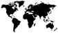 Black world map silhouette vinyl decal, close-up of continents