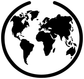Black world map vinyl decal inside an open circle border
