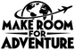 Vinyl decal close-up: globe and airplane above text “MAKE ROOM FOR ADVENTURE”