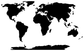 Robinson world map continents vinyl decal, black silhouette on white background