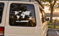 Continents vinyl world map decal on vehicle window, black landmasses