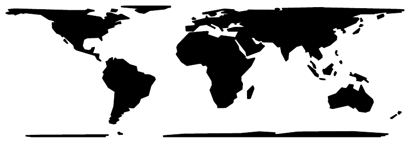 World map vinyl decal design, black continents on white background