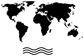 World map vinyl decal with ocean wave lines
