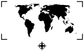 Black world map vinyl decal with compass rose marker