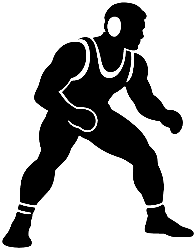 Wrestling practice vinyl decal, black wrestler silhouette graphic