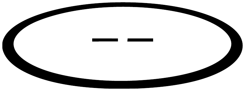 Circle club vinyl decal, white center oval with thick black outline and two short dashes