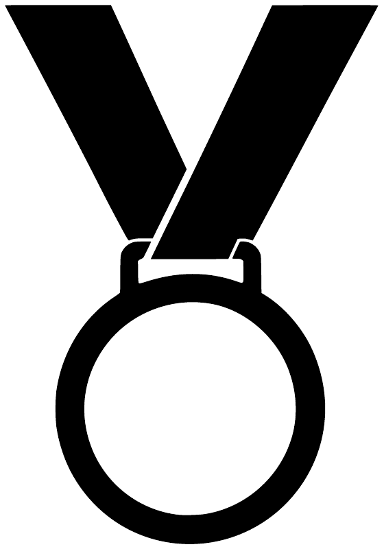 Vinyl decal medal icon with thick black outlines and white interior