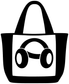 Black tote bag vinyl decal with large black-and-white wrestling mat icon