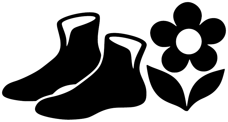 Wrestling shoes and wildflower vinyl decal with black boot and flower silhouettes