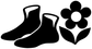Wrestling shoes and wildflower vinyl decal with black boot and flower silhouettes